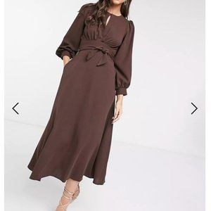 Closet puff sleeve A line dress in chocolate - all offers considered!